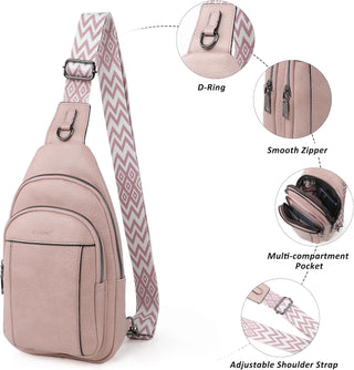 TANTOMI Small Sling Bags for Women, Leather Cross body Purses Bag for Daily Travel Leisure Sport Fanny Packs with Adjustable Strap