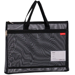 Pendancy Mesh Zipper Pouch A4 Size, Large Double Pocket Waterproof File Bag with Handle, 11x13.8 in Foldable Document Storage for Puzzle Project/Cross Stitch/Travel/Office（Advanced Green）