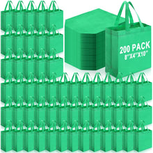 Windyun 50 Pcs Reusable Tote Bag Bulk 8 x 4 x 10 Inch Non Woven Shopping Bag with Handle Reusable Portable Grocery Gift Tote (Black)