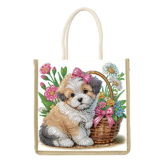 JZHYOAN Mandala Diamond Painting Canvas Tote Bags for Adults DIY Flower Diamond Art Tote Bags Kits Reusable Grocery Shopping Hand Storage Bag with Handles Portable Storage Bag for Family Woman Man