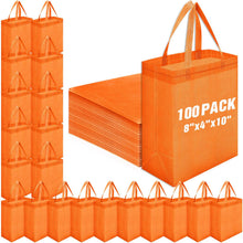Windyun 50 Pcs Reusable Tote Bag Bulk 8 x 4 x 10 Inch Non Woven Shopping Bag with Handle Reusable Portable Grocery Gift Tote (Black)