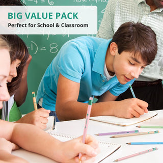 Taja 50 Pack Wood-Cased #2 HB Pencils, Bulk Pre-Sharpened Pencils with Top Erasers, Perfect for School & Classroom Writing and Drawing - Macaron