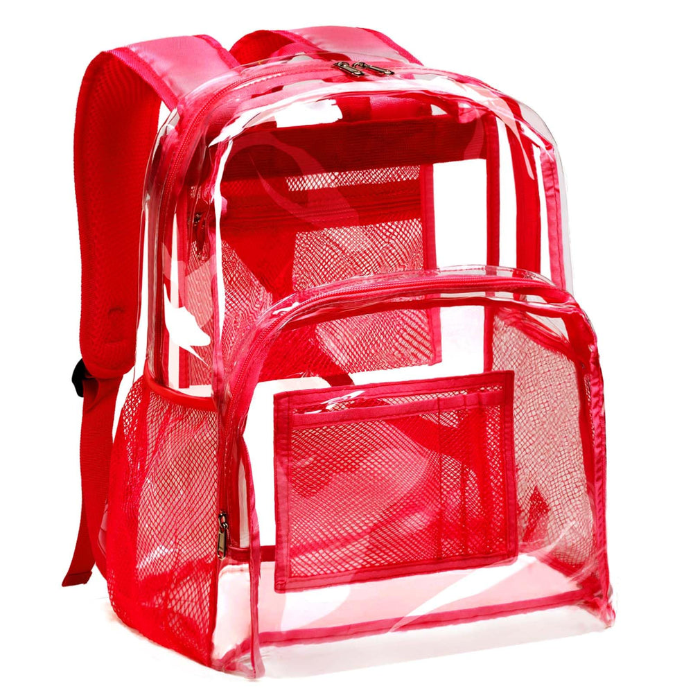 Vorspack Clear Backpack Heavy Duty PVC Transparent Backpack with Reinforced Strap Stitches & Large Capacity for College Workplace Security - Black
