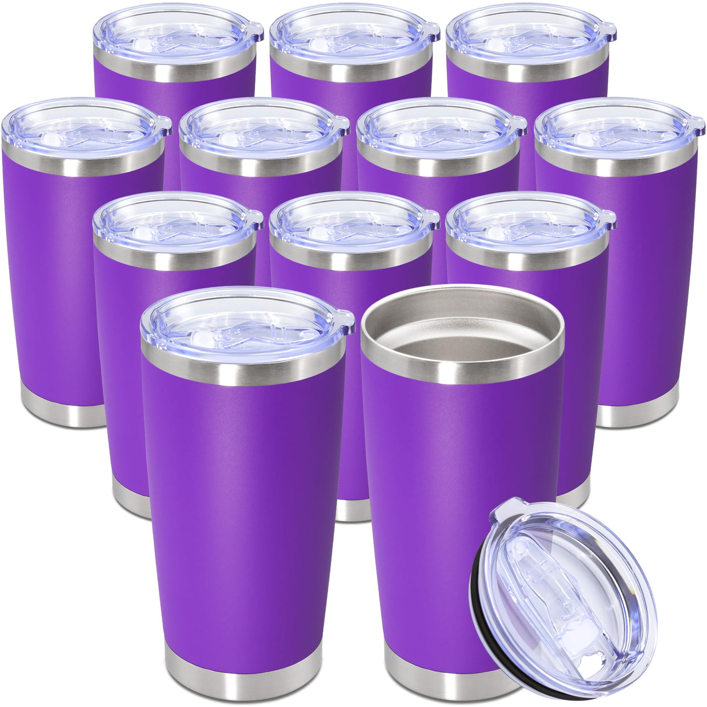 20oz Tumbler Stainless Steel Tumbler Cup with Lid Vacuum Insulated Double Wall Travel Mug, Durable Powder Coated Travel Coffee Tumbler Mug for Hot & Cold Drinks, Purple,1 Pack