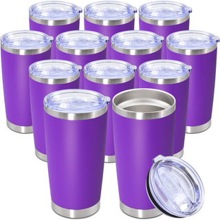 20oz Tumbler Stainless Steel Tumbler Cup with Lid Vacuum Insulated Double Wall Travel Mug, Durable Powder Coated Travel Coffee Tumbler Mug for Hot & Cold Drinks, Purple,1 Pack