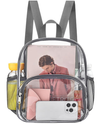 Busiuw Clear Backpack for Stadium Events Stadium Approved Clear Backpack 12x12x6 with Front Pocket for Concert Sport Fashion Women Backpack Events Work Travel