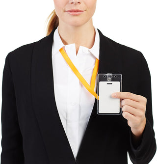 Amazon Basics Vertical Clear Plastic ID Badge Holders, 2.55" x 4.41", Pack of 50