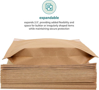 Elementree Small Recyclable Paper Mailers - 11" x 12.5" - 50 Count - Brown Expandable Envelopes & Shipping Bags - Made in the USA - Double-Walled Kraft Paper (00955)