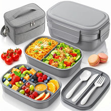 HOMETALL Bento Box Adult with Insulated Lunch Bag - 3 Stackable Leak-Proof Lunch Box Containers for Women & Men - BPA Free Lunchbox with Utensil Set (Spoon, Knife, Fork) for Work, Picnic, Dining Out