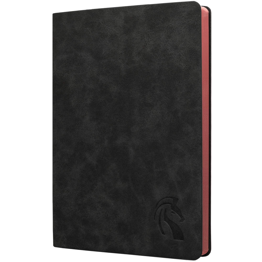 LeStallion Nice Black Notebook Ruled - Soft Cover Faux Leather Journal - 120GSM Premium Writing Paper - 200 Numbered Pages - A5 High End Black Journal Lined - Black Leather Journal For Men & Women