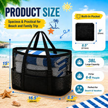SRISE Mesh Beach Bag - Large Beach Tote Bag for Family Beach Bag for Toys & Vacation Essentials