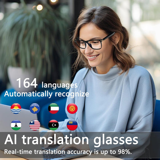 AI Smart Glasses,AI Chat Deepseek R1 and Gemini-2.5 with 164 Translations Supported,Bluetooth Glasses for Men Women,Music Playback & Hands-Free Calling,Physical Color Changing Lens,IP67 Waterproof - hover image