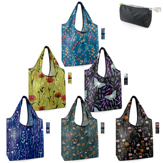 BeeGreen Sea Turtle Lovers Gifts for Women Ocean Animals Reusable Grocery Bags Shopping Bags Bulk 6 Pack 50LBS X-Large Shells Seal Mermaid Scale Whale