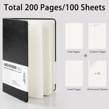Dynta A5 Lined Journal 6 Pack - Black PU Leather Hardcover Notebook, 100gsm Thick Paper, 200 Pages (100 Sheets), Office Work Business Notebook with Table of Contents & Back Pocket for Meetings & Teams