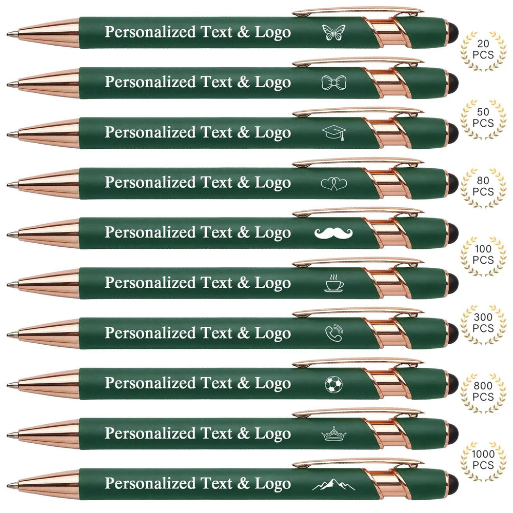 WNNNS Bulk Custom Pens Personalized with Name & Logo, Customized Engraved Pens, Black Ink Ballpoint with Stylus Tips, Office Employee Graduation Teacher Appreciation Gifts.