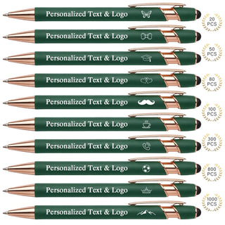 WNNNS Bulk Custom Pens Personalized with Name & Logo, Customized Engraved Pens, Black Ink Ballpoint with Stylus Tips, Office Employee Graduation Teacher Appreciation Gifts.