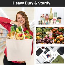 Segarty 6 Packs Canvas Tote Bag with Zipper, 16x13 inch Reusable Washable Grocery Shopping Bags with Handle Plain Canvas Totes for Women Teacher DIY Art Crafts Painting Embroidery Decoration