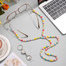 Lanyards for ID Badges Teacher Gifts Cute Wooden Beaded Lanyard with ID Holder Retractable Badge Reel Keys Eyeglass Chains for Women