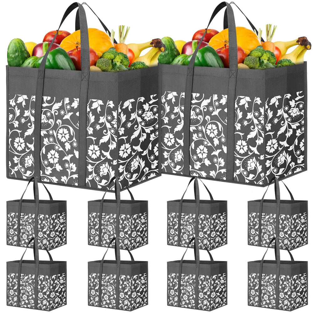 WOWBOX Reusable Grocery Bags Foldable Tote Bags Bulk with Reinforced Handles Shopping Bags for Groceries Heavy Duty Kitchen Reusable Grocery Bags with Waterproof Coating 4-Pack, Blue
