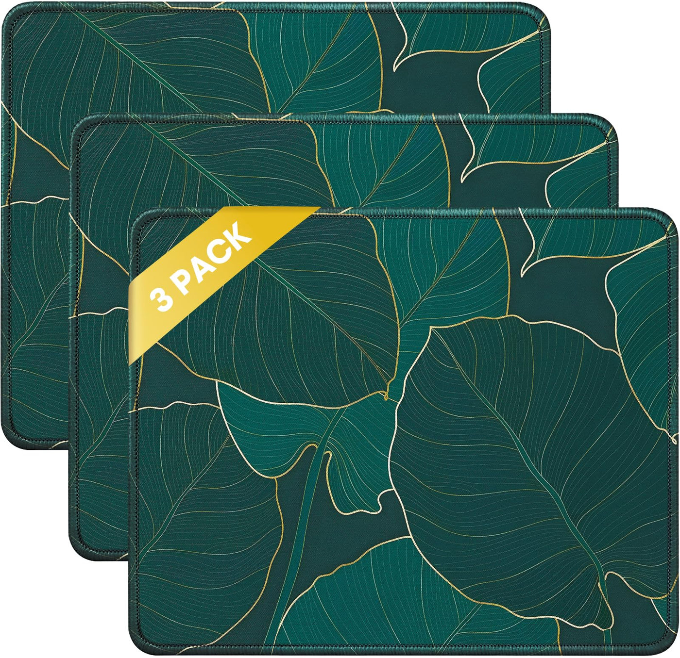 JIKIOU 3 Pack Mouse Pad with Stitched Edge, Comfortable Mouse Pads with Non-Slip Rubber Base, Washable Mousepads Bulk with Comfortable Cloth, Mouse Pads for Computers Laptop Mouse 10.2x8.3inch Black