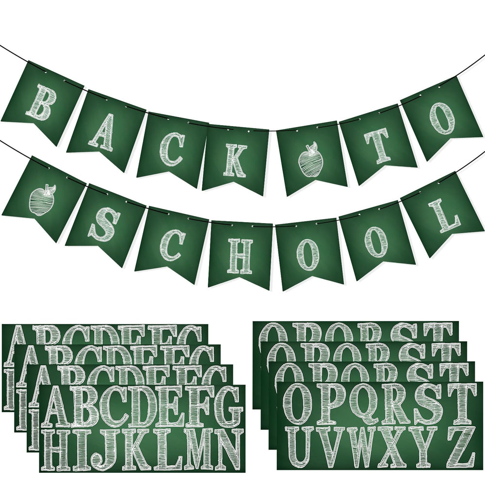 Mooliwe Classroom Decor DIY Banner, Welcome Back to School Party Supply Custom Hanging Bunting Garland Kit with Letters for First Day of School Ambience Celebration Decoration(White,Notebook)