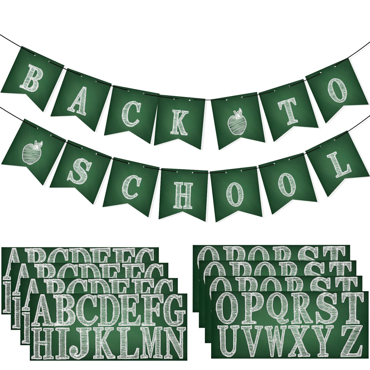 Mooliwe Classroom Decor DIY Banner, Welcome Back to School Party Supply Custom Hanging Bunting Garland Kit with Letters for First Day of School Ambience Celebration Decoration(White,Notebook)