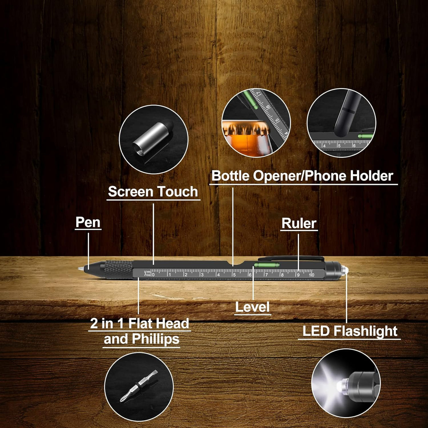 KEZKALS Fathers Day Mens Gifts for Husband Dad, 9 in 1 Multitool Pen Gifts for Men, Fathers Day Gift from Daughter Wife Son, Anniversary Birthday Gifts for Men, Dad Gifts for Grandpa Him, Gadgets Tool