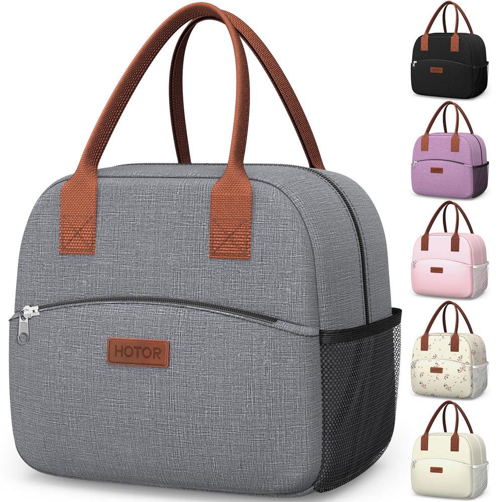 HOTOR Lunch Bag for Women & Men - Wear-Resistant Insulated Lunch Box with Large Capacity, Multi-Functional Cooler Bag for Office, Picnic, Black, 10L,10.60" x 5.90" x 9.50"