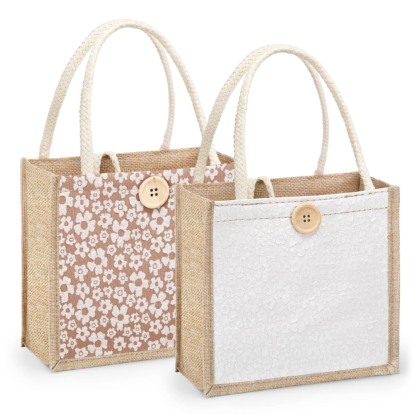 Women Tote Bag,2Pcs Jute Casual Tote's Handbag Embroidered Personalized Bento Bag,Reusable Grocery Bags Shopping Bags