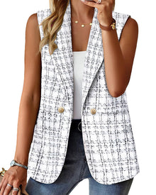 Mina Self 2026 Summer Women's Sleeveless Vest Tops - Lightweight Breathable Lined Trendy Casual Work Office Blazer - Pockets