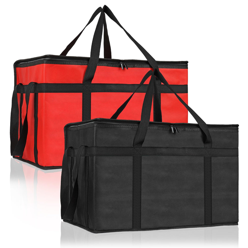PEASUG Insulated Bags for Food Delivery, XXXL Pizza Delivery Bags, Large Capacity Cooler Bag Keep Food Warm for Grocery Shopping and Catering, Foldable, Heavy-Duty (Black)