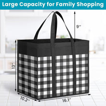 WOWBOX Reusable Grocery Bags,4-Pack, Foldable Reusable Shopping Tote Bags bulk with Reinforced Handles,Large Storage Bags with Water Resistant Coating for Groceries,Multipurpose,Black-White