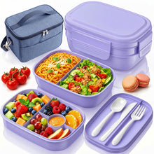 HOMETALL Bento Box Adult with Insulated Lunch Bag - 3 Stackable Leak-Proof Lunch Box Containers for Women & Men - BPA Free Lunchbox with Utensil Set (Spoon, Knife, Fork) for Work, Picnic, Dining Out