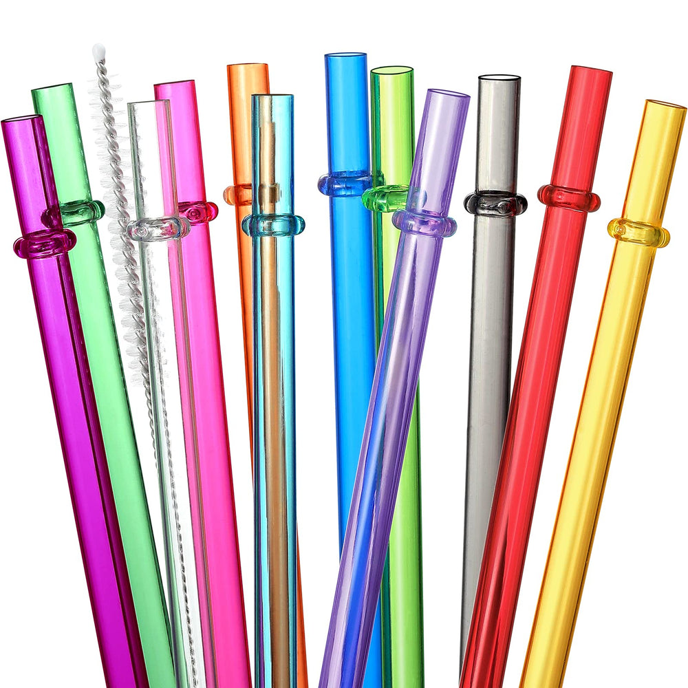 24 PCS, Reusable Straws with 4 Brushes, 10.5" Long Tritan Hard Plastic Straws, 12 Colors Translucent Replacement Drinking for 16OZ-32 OZ Tumblers, Cups, Jars, Stanley, YETI, Starbucks, BPA Free