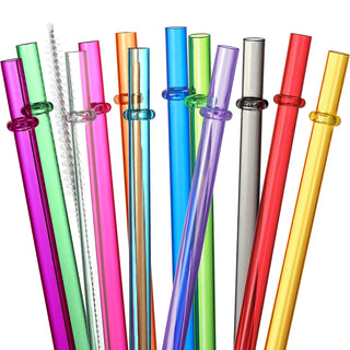 24 PCS, Reusable Straws with 4 Brushes, 10.5" Long Tritan Hard Plastic Straws, 12 Colors Translucent Replacement Drinking for 16OZ-32 OZ Tumblers, Cups, Jars, Stanley, YETI, Starbucks, BPA Free