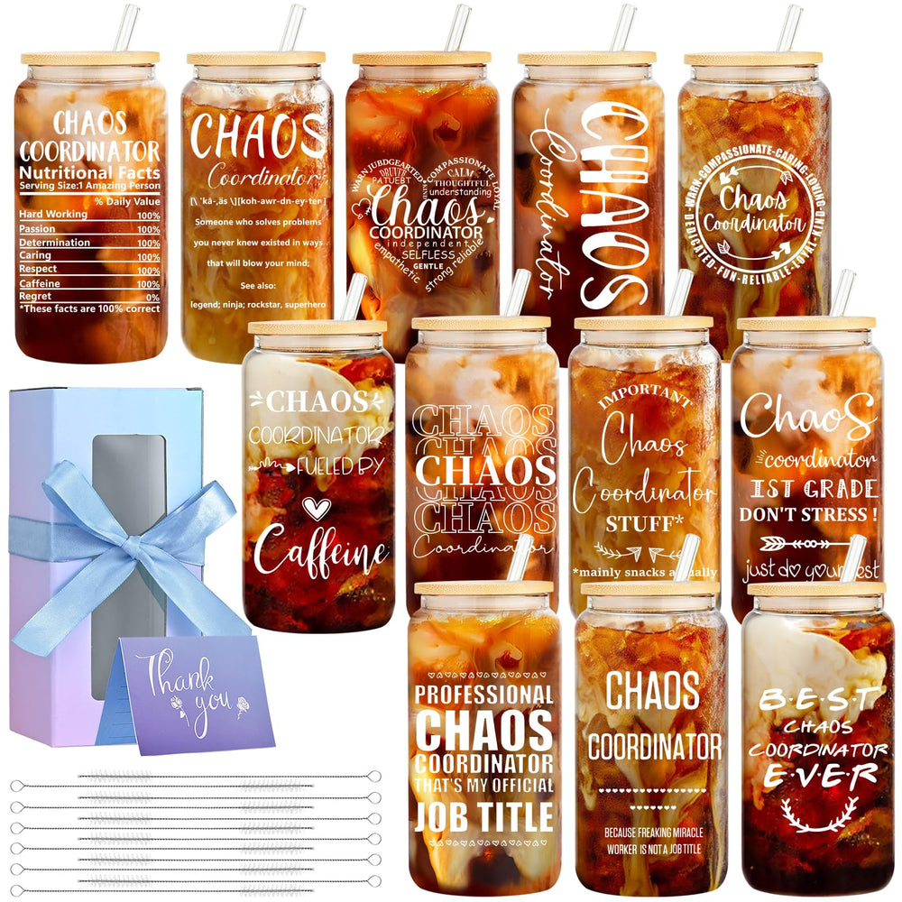 12 Set Employee Appreciation Gifts Bulk, Personalized Inspirational Thank You Gifts for Graduation Season Coworker 16 oz Can Shaped Beer Glass Cups, Gift Box & Card for Team Women Men Teacher