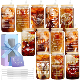 12 Set Employee Appreciation Gifts Bulk, Personalized Inspirational Thank You Gifts for Graduation Season Coworker 16 oz Can Shaped Beer Glass Cups, Gift Box & Card for Team Women Men Teacher