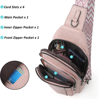 TANTOMI Small Sling Bags for Women, Leather Cross body Purses Bag for Daily Travel Leisure Sport Fanny Packs with Adjustable Strap