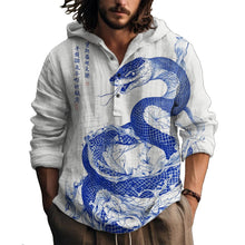 MARSVOVO Hooded Long Sleeve Shirt Men Fashion Graphic Button Up Lightweight Big and Tall Casual Vacation Shirts for Men