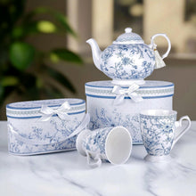 STP GOODS Blue Flowers Bone China Tea/Coffee Mug Set of 2 in Gift Box