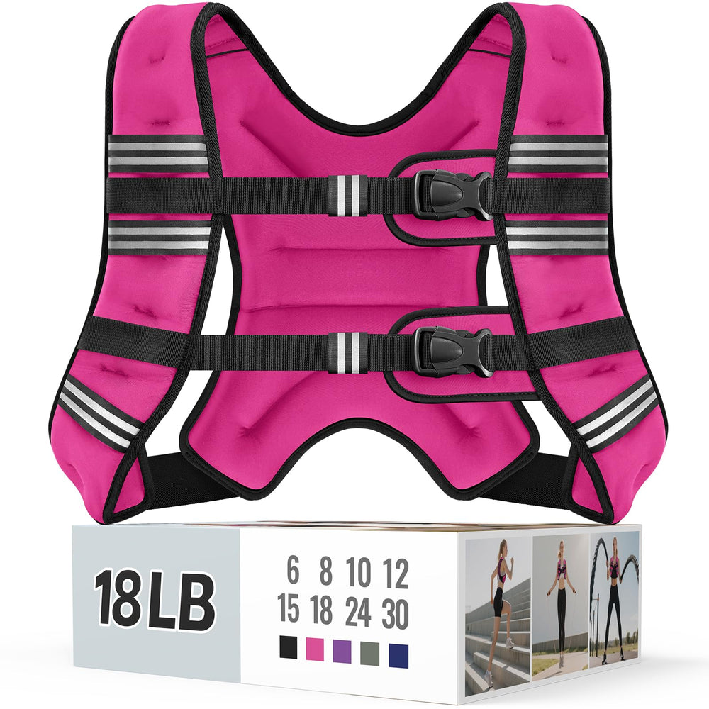 Zeerun Weighted Vest, 6lb/8lb/10lb/12lb/15lb/18lb/20lb/24lb/30lb for Men Women, Reflective Stripe Adjustable Buckle, Comfortable Durable Rucking Vest for Walking Running Strength Training