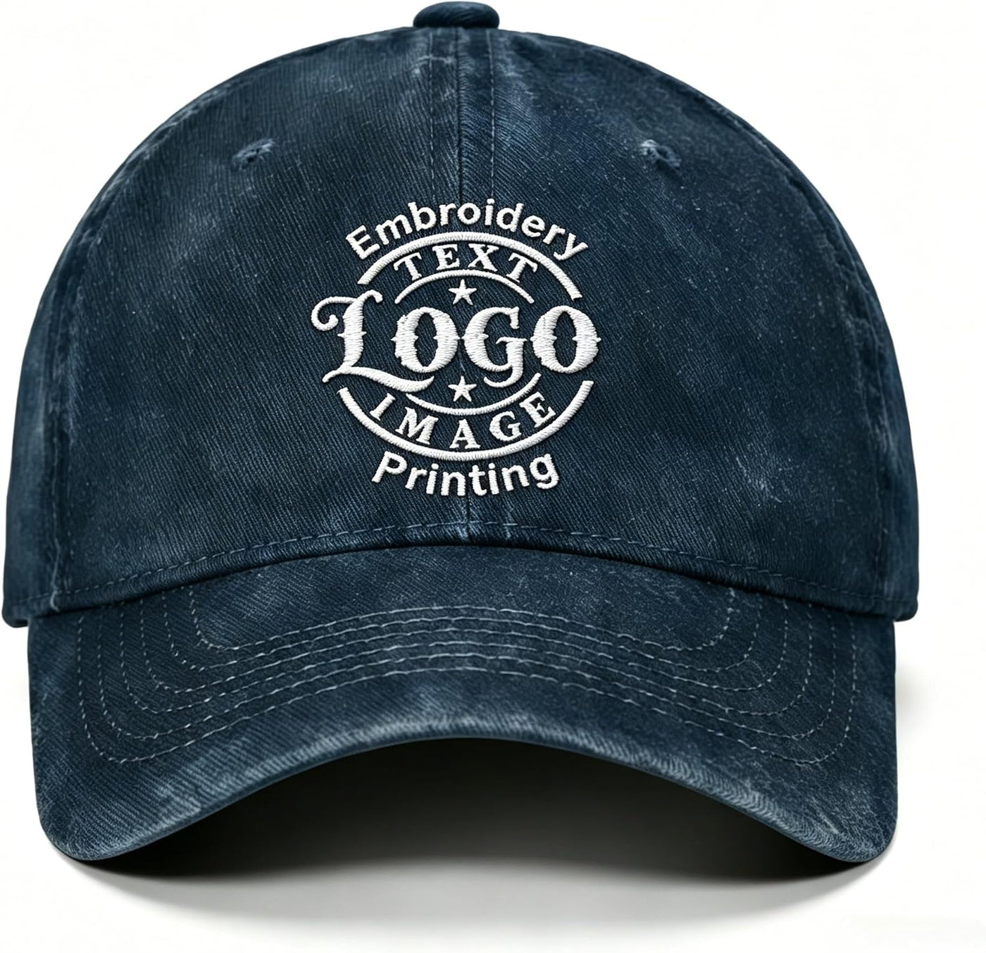 Bulk Custom Hat - Personalized Embroidered & Printed Baseball Cap to Text/Logo, Soft Washed Cotton Breathable Adjustable