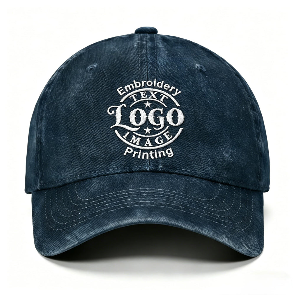 Bulk Custom Hat - Personalized Embroidered & Printed Baseball Cap to Text/Logo, Soft Washed Cotton Breathable Adjustable