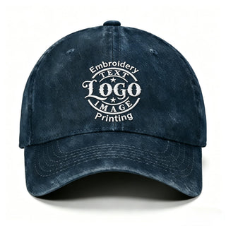 Bulk Custom Hat - Personalized Embroidered & Printed Baseball Cap to Text/Logo, Soft Washed Cotton Breathable Adjustable
