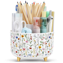 SKYDUE 360 Rotating Plastic Desk Pen Organizer with 5 Slots, Dual-Purpose Art Supply Pencil Cup for Office, School, Home