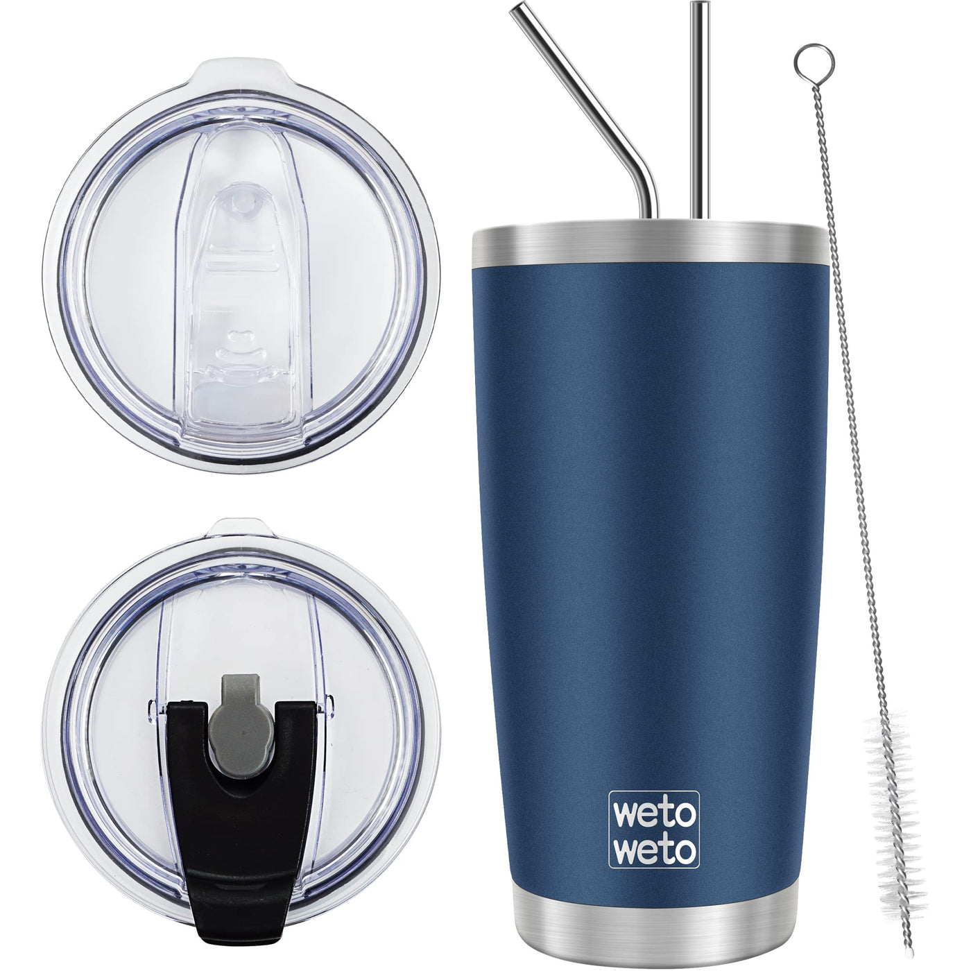 WETOWETO 20oz Tumbler, Stainless Steel Vacuum Insulated Coffee Travel Mug, Double Wall Powder Coated Insulated Coffee Mug Travel Mug with Lid Thermal Cup for Outdoor (Navy Blue, 1 Pack)