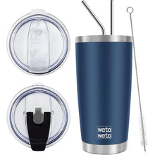 WETOWETO 20oz Tumbler, Stainless Steel Vacuum Insulated Coffee Travel Mug, Double Wall Powder Coated Insulated Coffee Mug Travel Mug with Lid Thermal Cup for Outdoor (Navy Blue, 1 Pack)