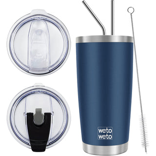WETOWETO 20oz Tumbler, Stainless Steel Vacuum Insulated Coffee Travel Mug, Double Wall Powder Coated Insulated Coffee Mug Travel Mug with Lid Thermal Cup for Outdoor (Navy Blue, 1 Pack)