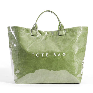Lushandy PVC Tote Bag Women's Letters Print Hobo Handbag 14L Waterproof Plastic Tote Purse for Work, Beach, Shopping