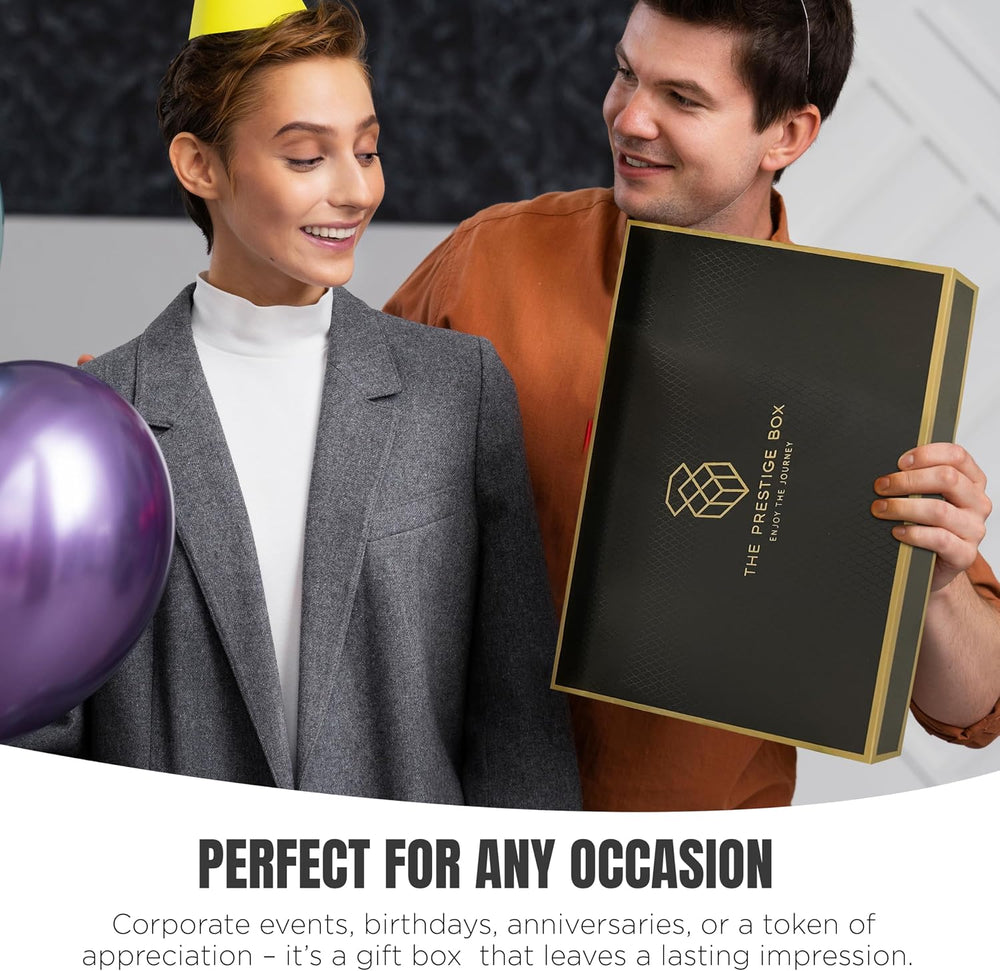 The Prestige Box Enjoy the Journey Premium Gift Box for Corporate Office Business Birthdays Anniversary Special Events Employee Appreciation Gifts Bulk Thank You Gifts for Men Women Dad Mom Uncle Work Gifts